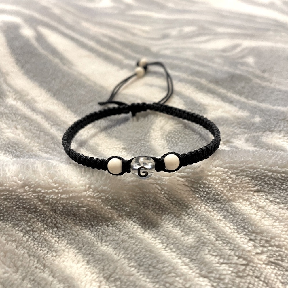 G Initial Black Bracelet
